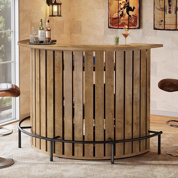 Arc-Shaped Bar Table with Storage