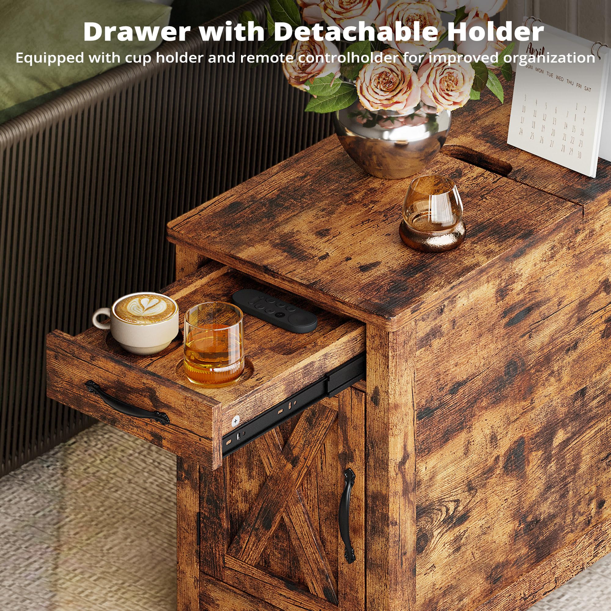End Table with Charging Station & Storage