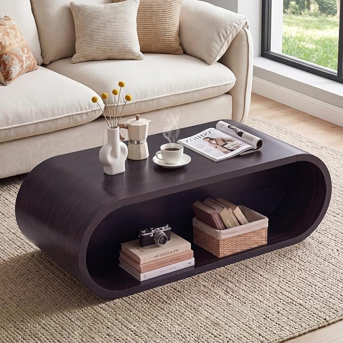 Oval Coffee Table with Storage