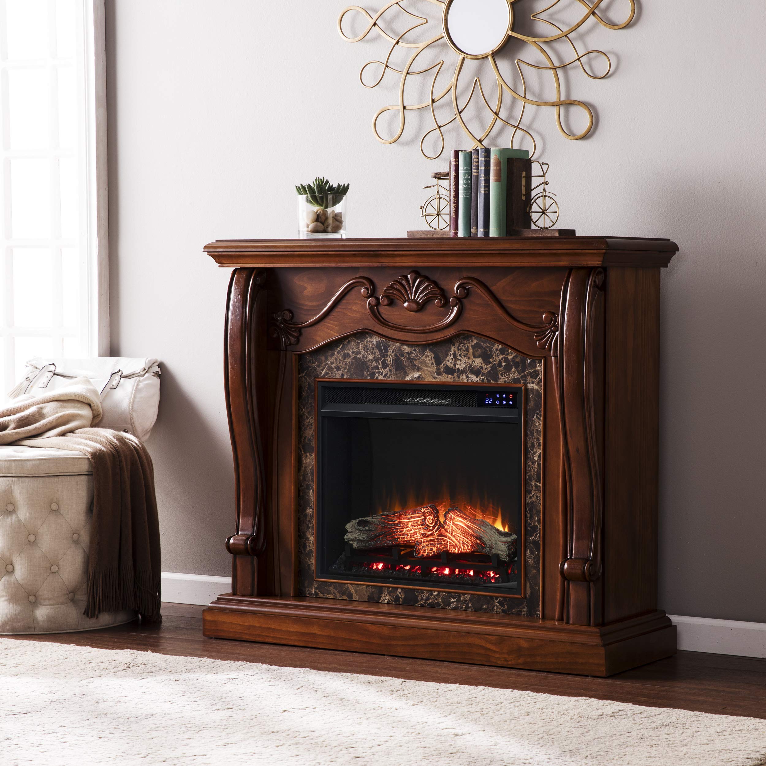 Victorian Electric Fireplace with Faux Marble