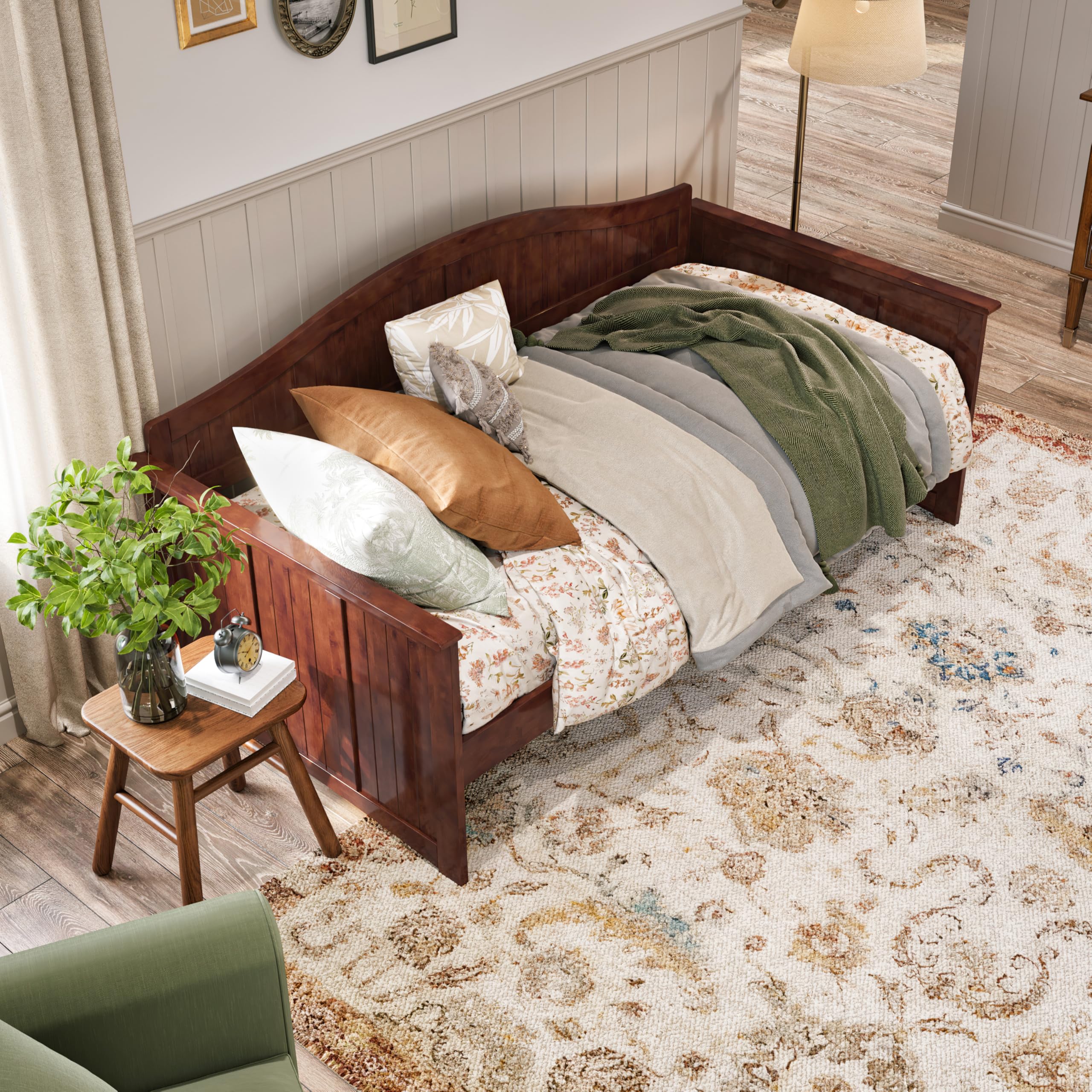 Solid Wood Twin Daybed with Beadboard Design & 2 Storage Drawers
