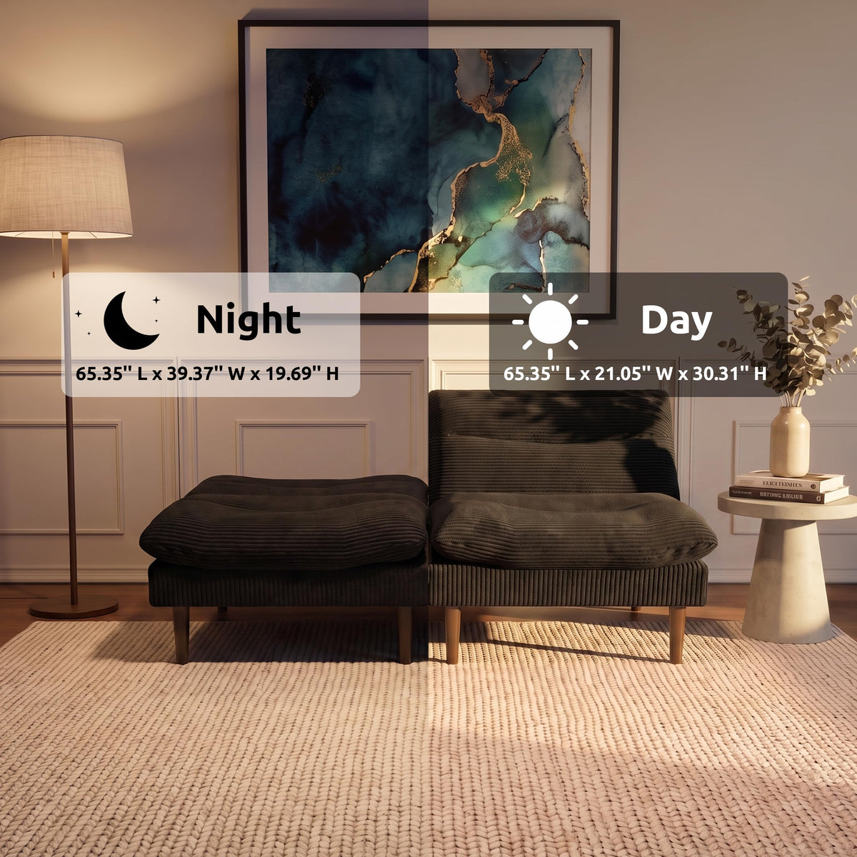 Modular Corduroy Futon Sofa Bed