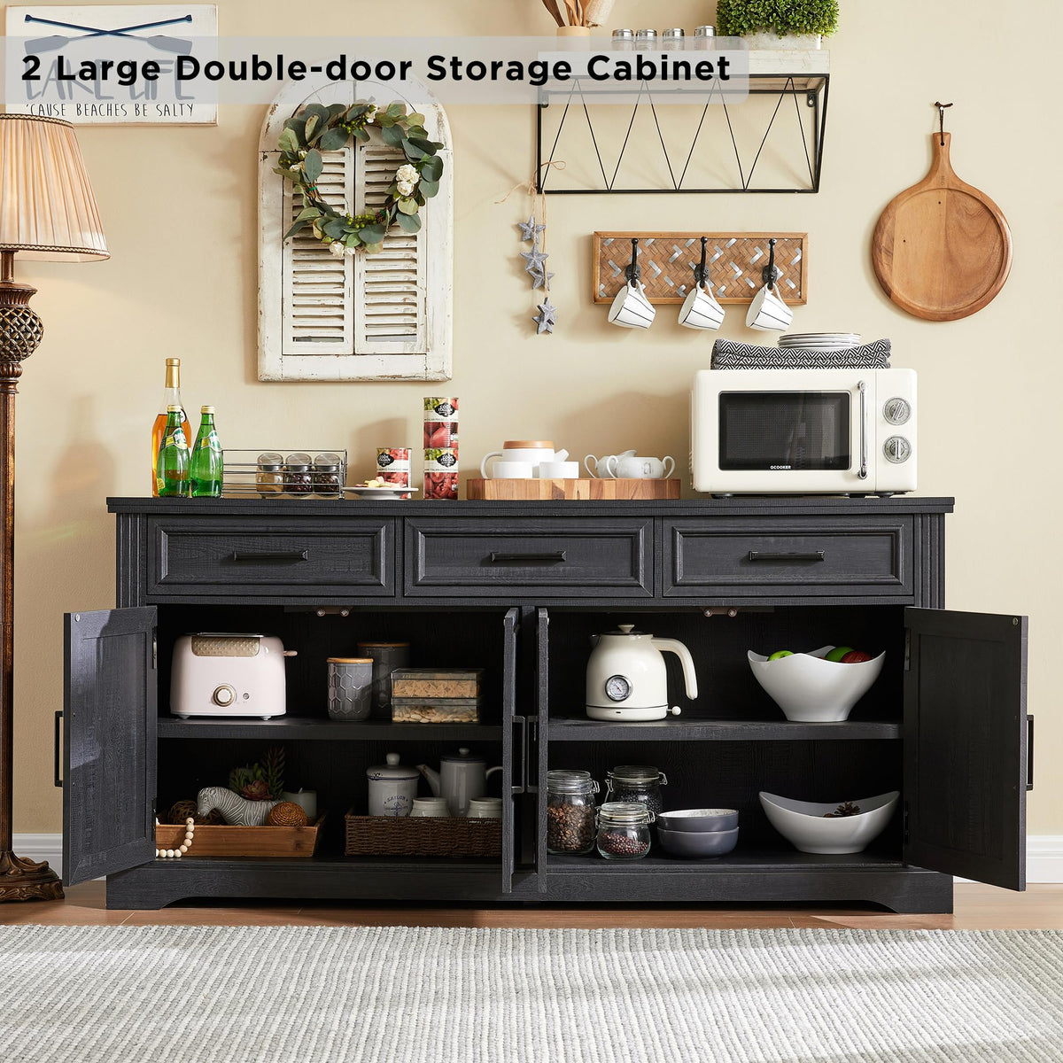 Black Farmhouse Buffet Sideboard