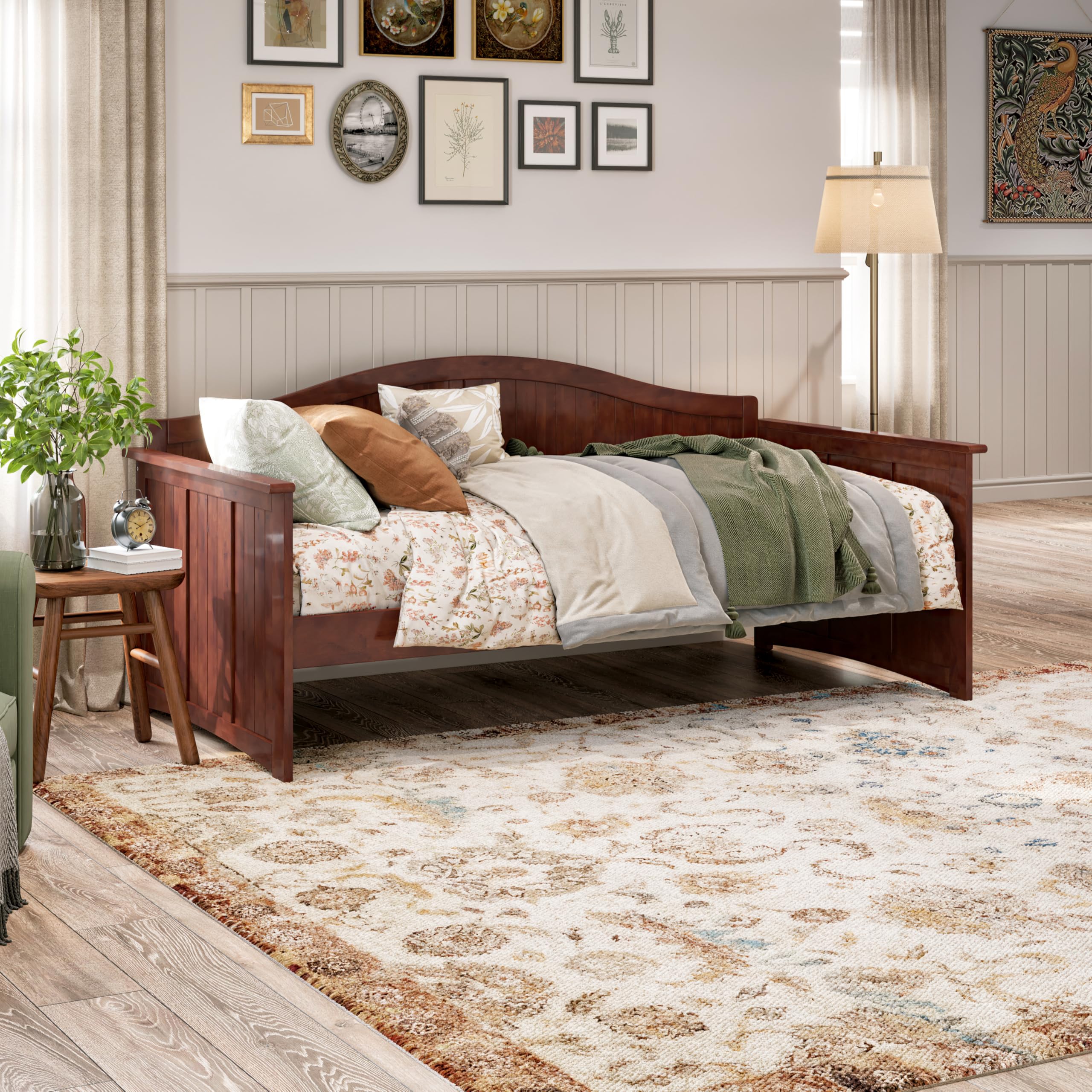Solid Wood Twin Daybed with Beadboard Design & 2 Storage Drawers