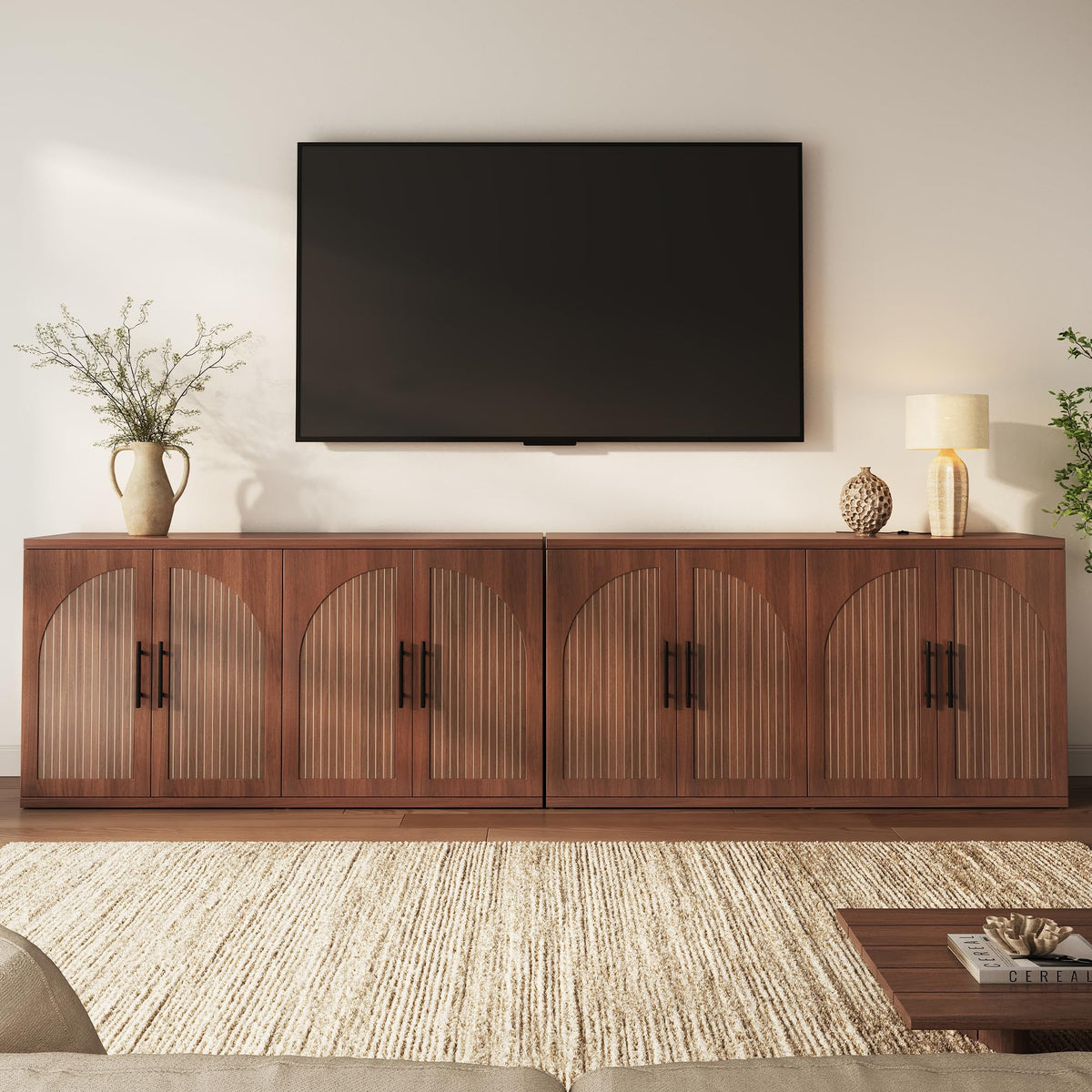 Fluted Walnut Buffet Cabinet
