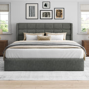 Queen Storage Bed Frame – Hydraulic Lift, Wingback Headboard