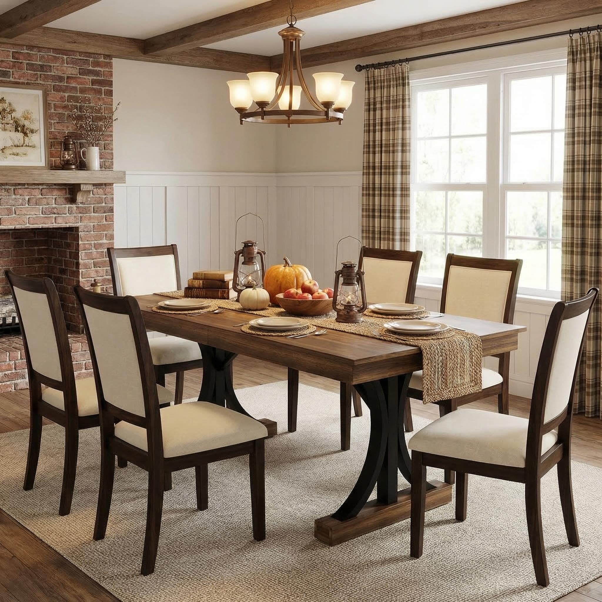IDEALHOUSE Wood Dining Table for 6-8 with 2 Large Drawers, 70.87" Long Farmhouse Rectangular Kitchen Dining Table & Thick Table Top, Sturdy Frame, for Big Family, Dinette, Office, Walunt