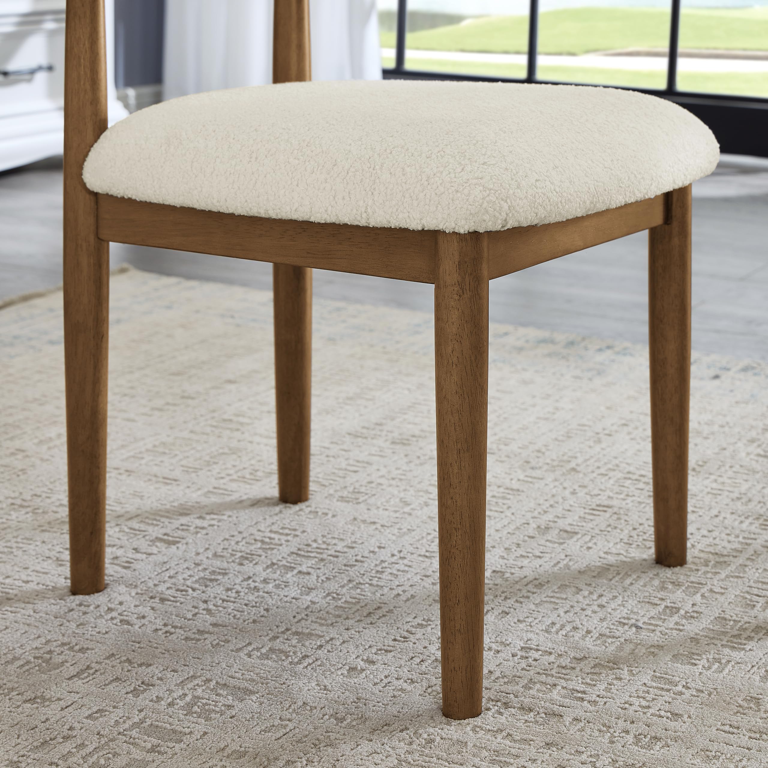 Boucle Upholstered Dining Chairs, Set of 2