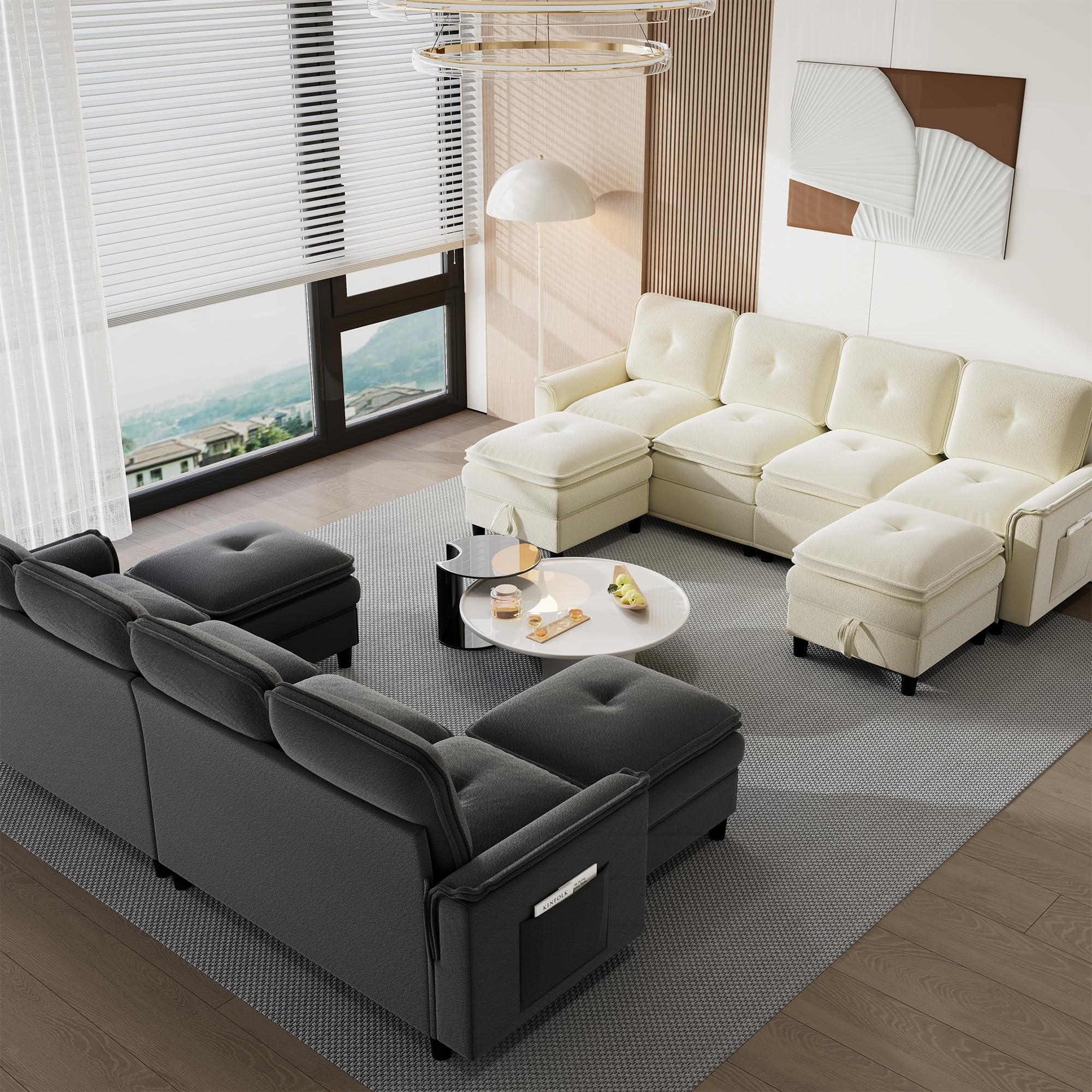 100" Modular Sectional Sofa with Storage Ottoman