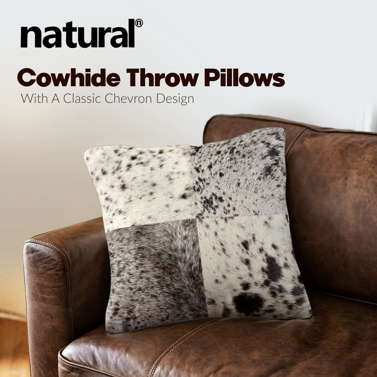 Cowhide Throw Pillows, Set of 2