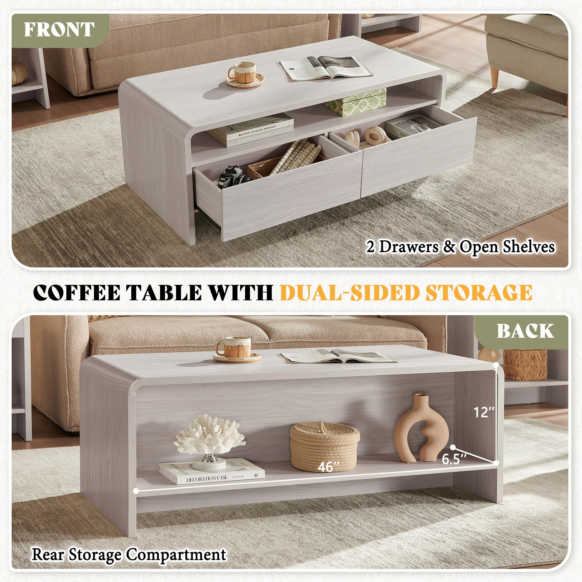 3-Piece Coffee & End Table Set with Storage