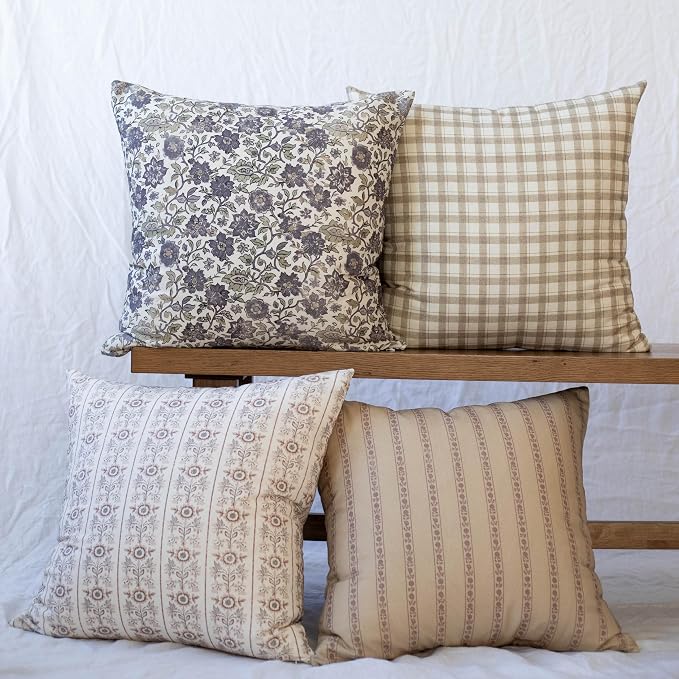 Cotton Throw Pillow Covers, Set of 4