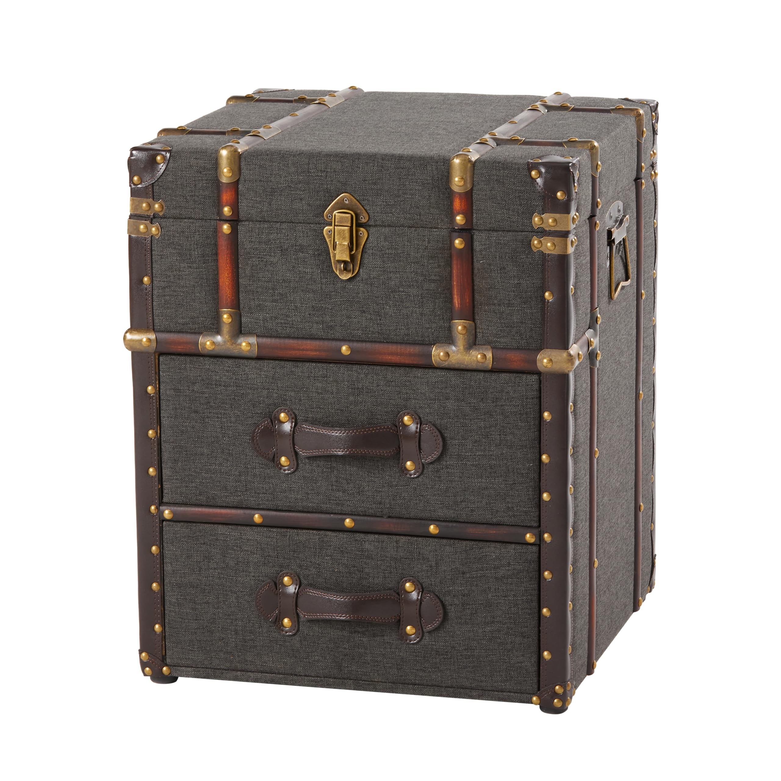 Vintage Linen Storage Ottoman with Drawers