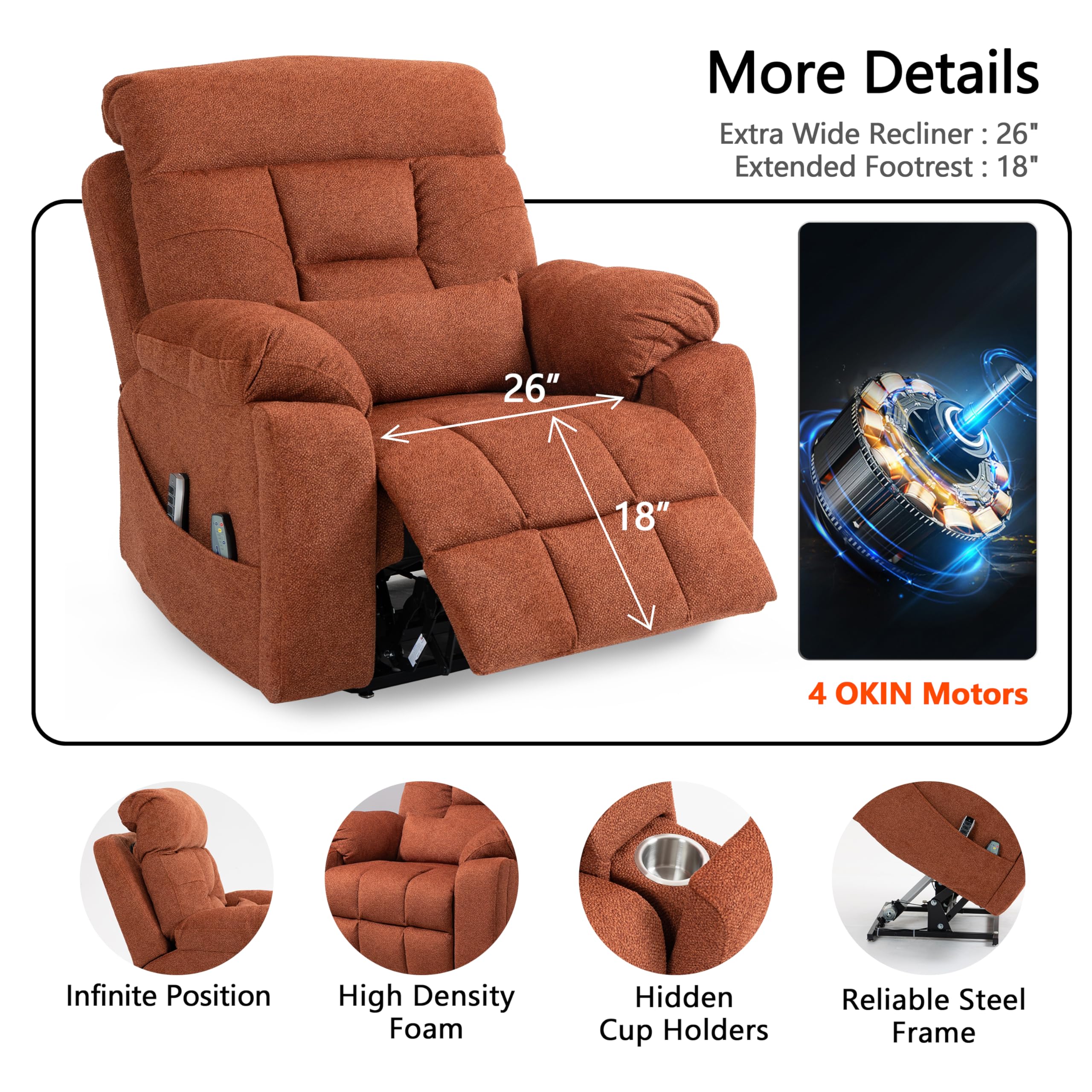 Power Lift Recliner Chair with Heat & Massage