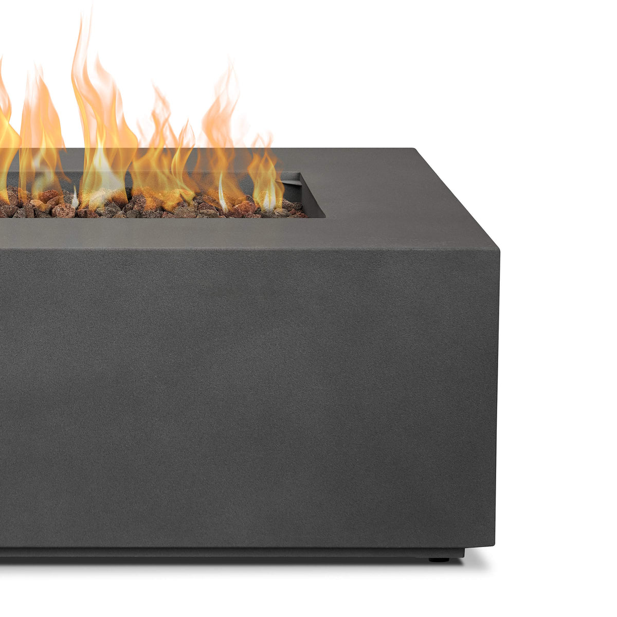 Real Flame Aegean 42in Rectangle Propane or Natural Gas Fire Pit Table, 50,000 BTU, Powder-Coated Steel, Push-Button Ignition, Lava Rock, Storage Cover, Stainless Steel Burner - Weathered Slate