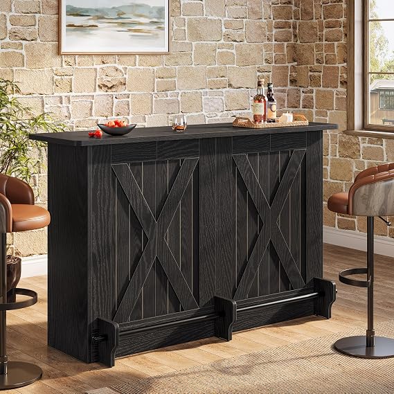 Rustic Bar Table with Storage