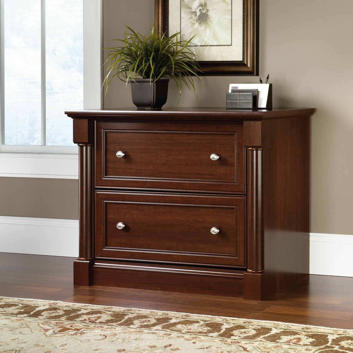 Cherry File Cabinet & Bookcase Set