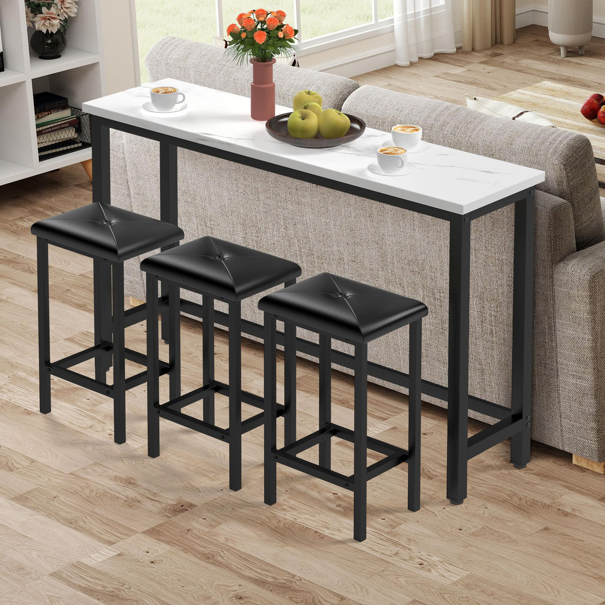 4-Piece Faux Marble Bar Table Set
