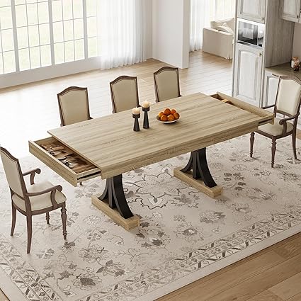71-Inch Rectangular Dining Table with Drawers