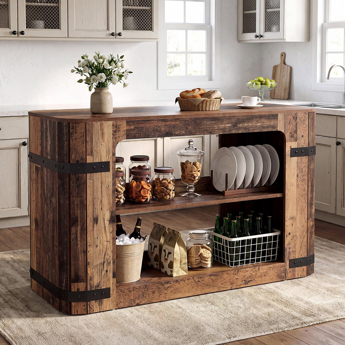 Farmhouse Kitchen Island with Storage