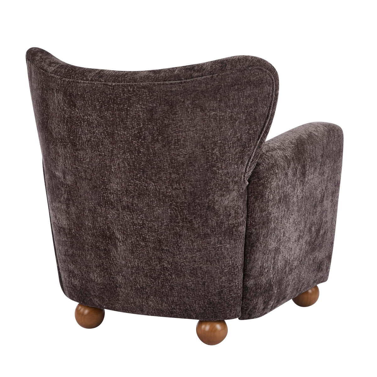 Christopher Knight Home Lindy Wingback Accent Chair, Upholstered Armchair with Rounded Wooden Legs, Curved Backrest Single Sofa, Soft Cushion Seating, Comfy Lounge Chair for Living Room, Dark Brown
