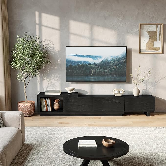 Extendable TV Stand with 3 Drawers – Fits 65"–100" TVs, 68.5"–98.4" Adjustable