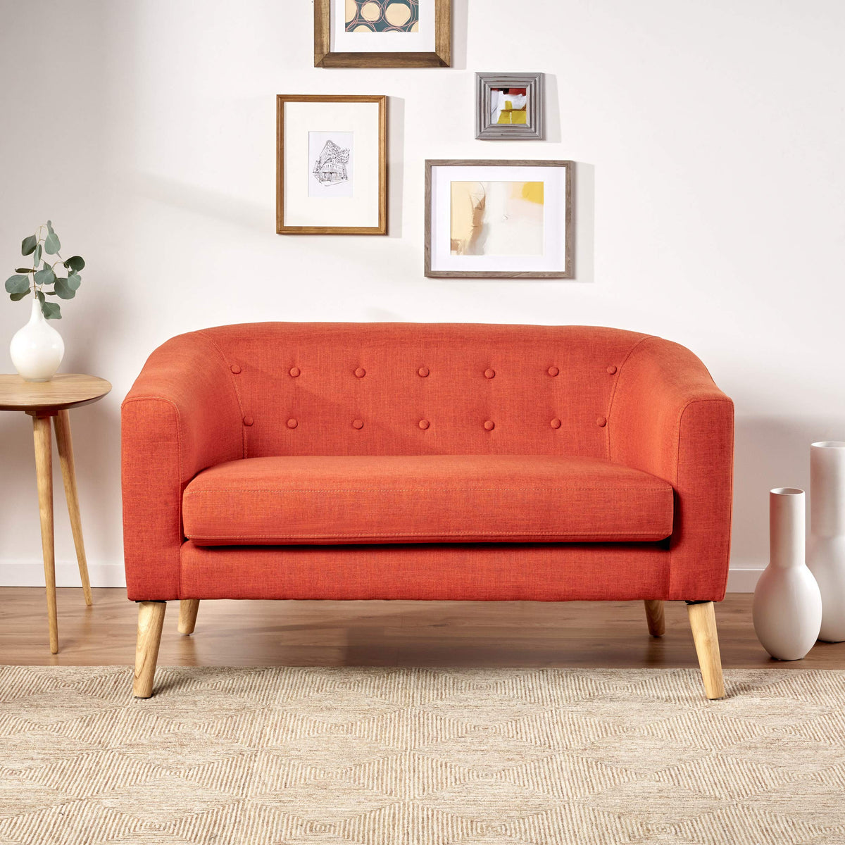 Mid-Century Orange Loveseat