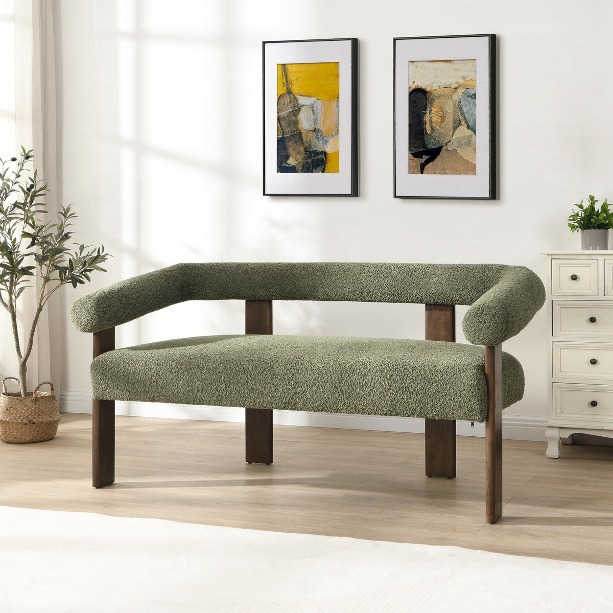 Modern Boucle Loveseat