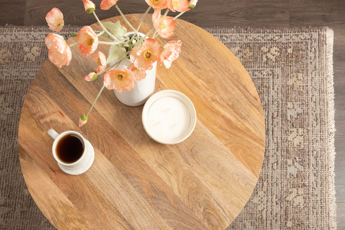 Round Mango Wood Coffee Table