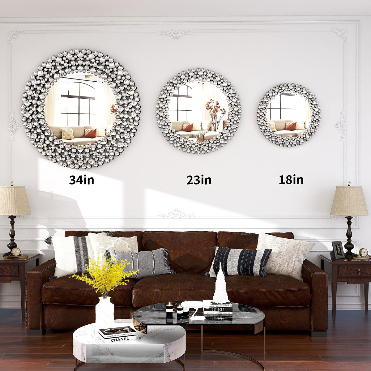 Round Crystal Wall Mirror