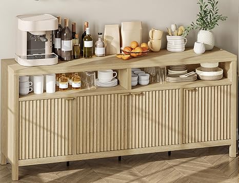 65" Fluted Sideboard Buffet Cabinet with 4 Doors