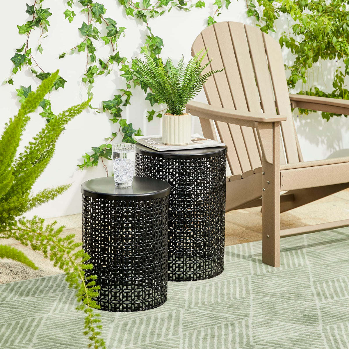 Metal Garden Side Tables, Set of 2