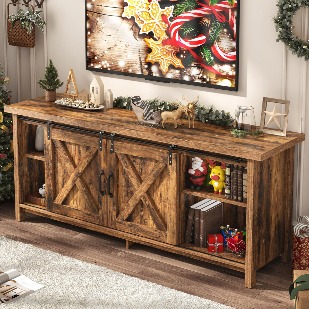 Rustic Barn Door TV Stand