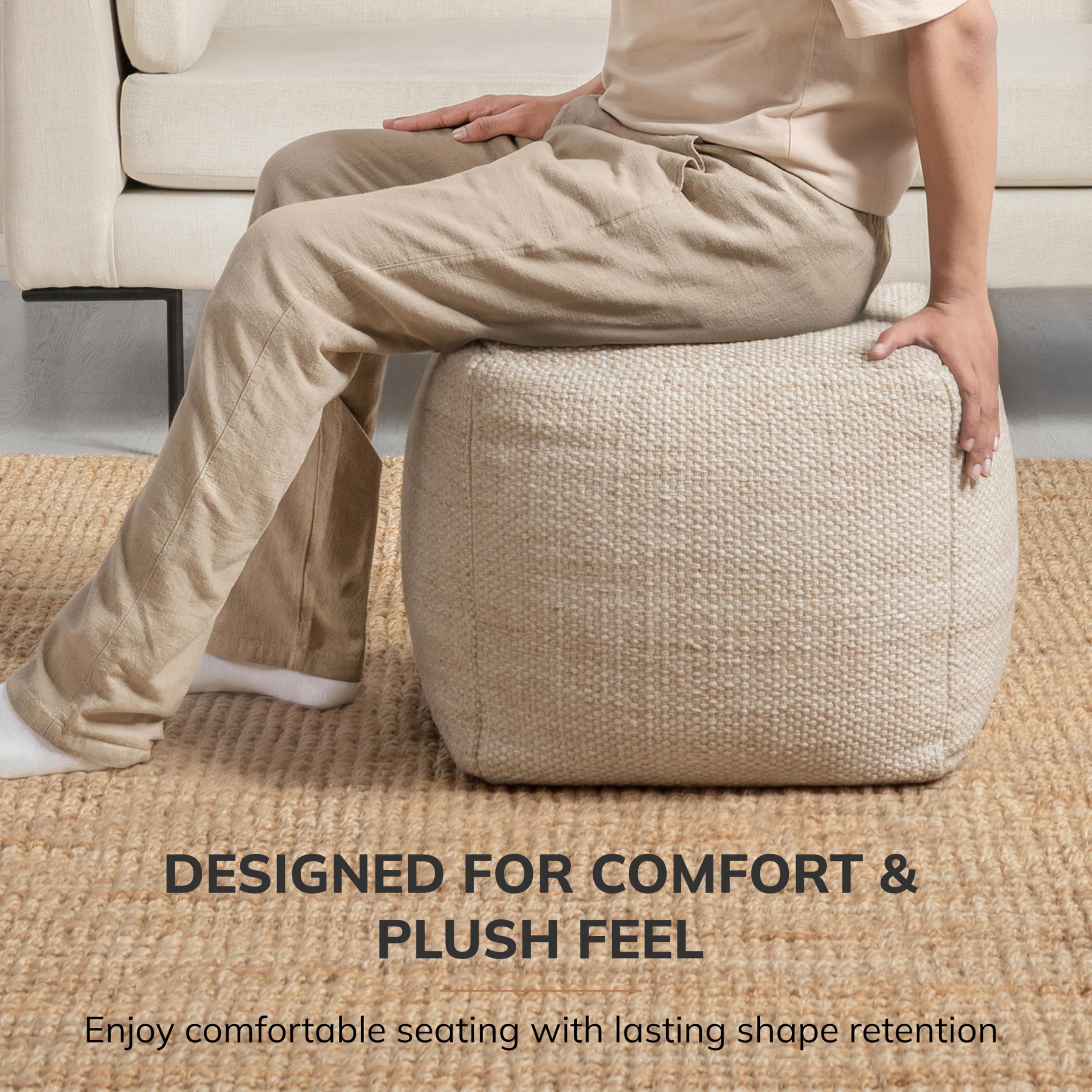 Square Pouf Ottoman Footrest