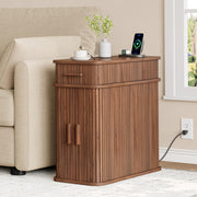 Fluted End Table with Charging Station