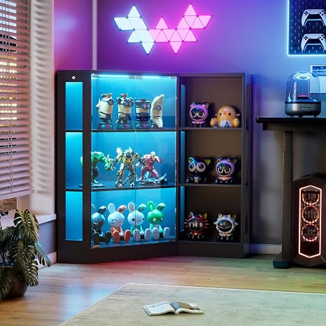 Corner Display Cabinet with LED Lights