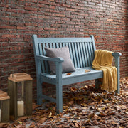 Psilvam Garden Bench, 2-Person Poly Lumber Patio Bench, All-Weather Outdoor Bench that Never Rot and Fade, Memorial Bench, Suit for Garden, Porch and Park(Blue)