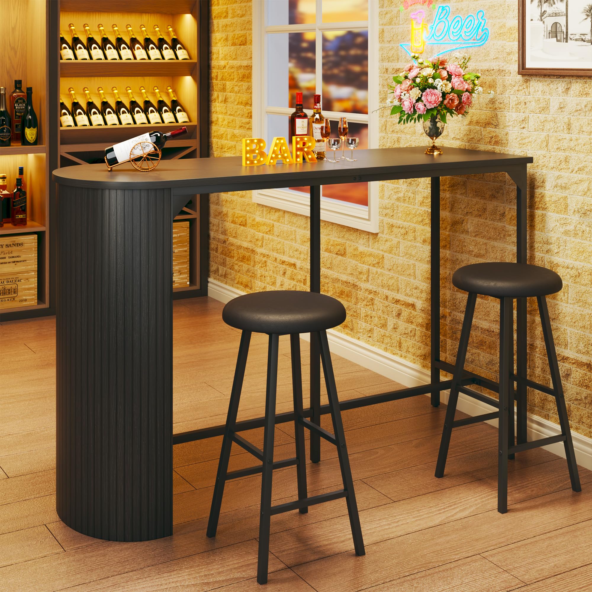 3-Piece Counter Height Bar Table Set with 2 Stools