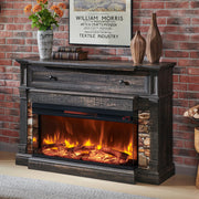RedLemon Electric Fireplace with Mantel, 3-Sided Glass Farmhouse TV Stand with Fireplace for TVs up to 65", 52" Media Entertainment Center Console with Storage for Living Room, Dark Rustic Oak