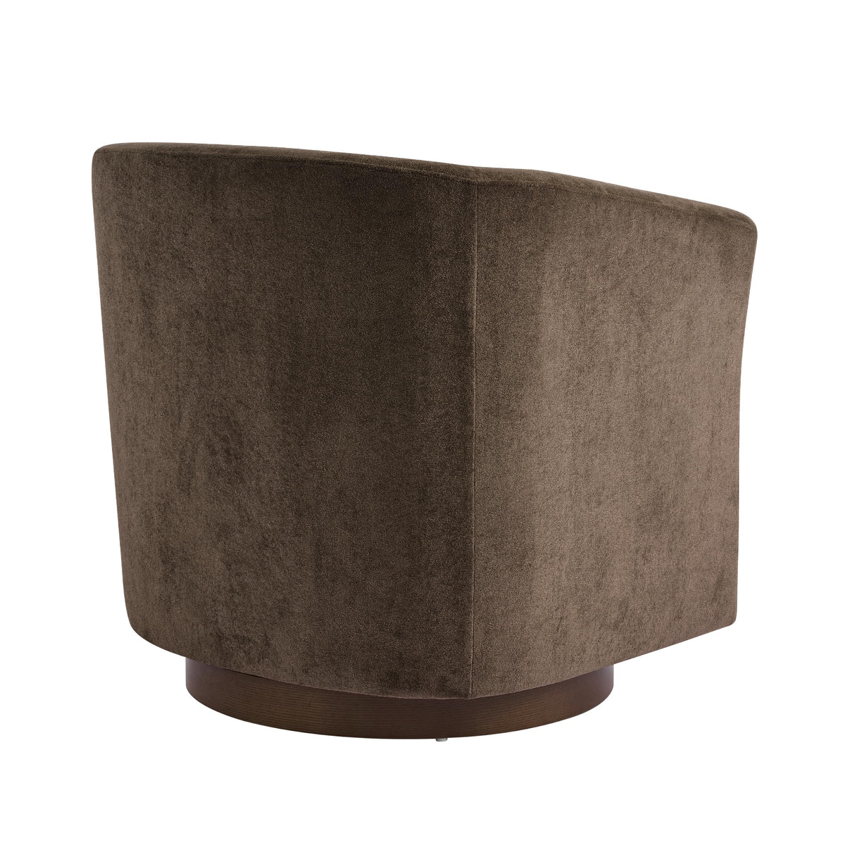 Brown Velvet Swivel Barrel Chair