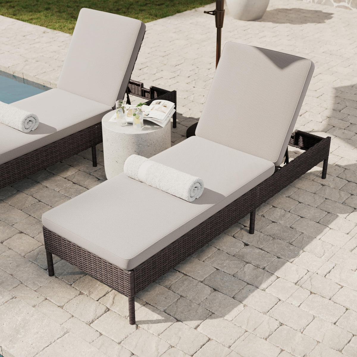 Martha Stewart Bedford Adjustable Patio Chaise Lounge Chair, Brown