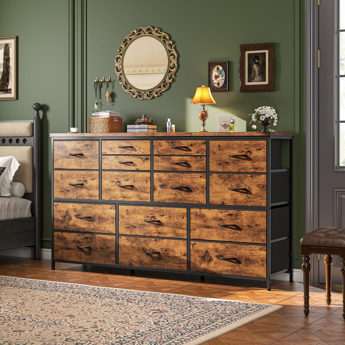 16-Drawer Dresser with Charging Station
