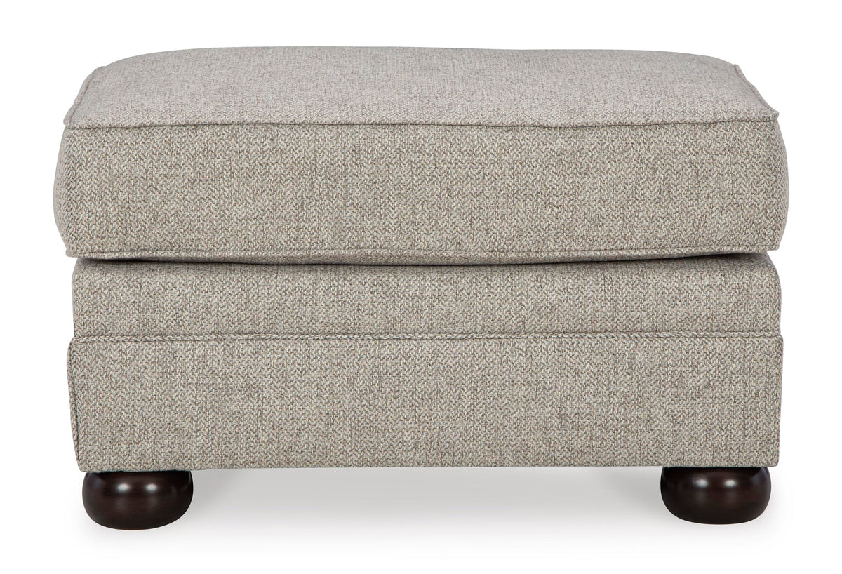 Signature Design by Ashley Gaelon Transitional Rectangular Upholstered Ottoman with Bun Legs, Light Brown