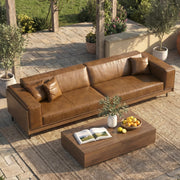 Brown Faux Leather Outdoor Sofa
