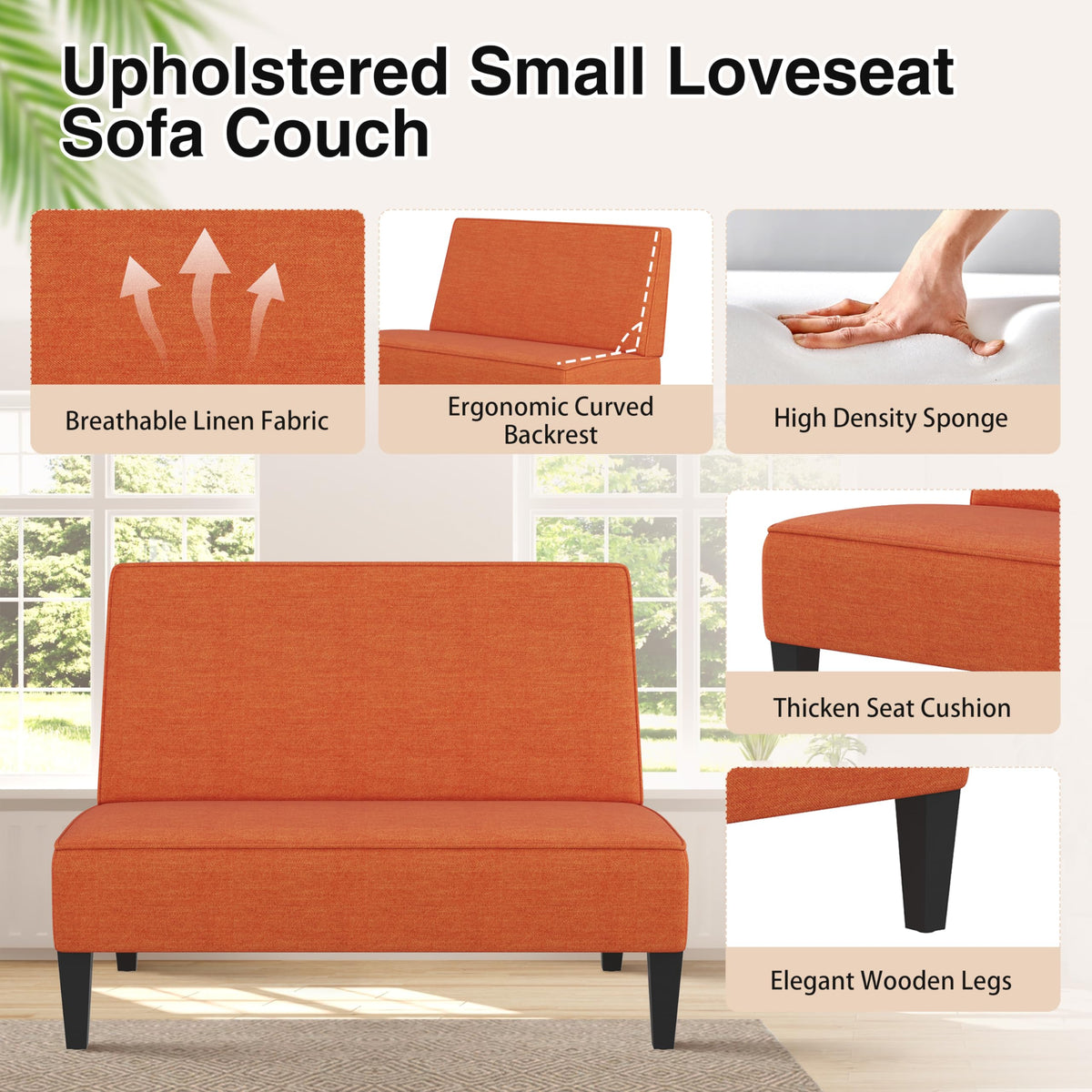 Armless Linen Loveseat