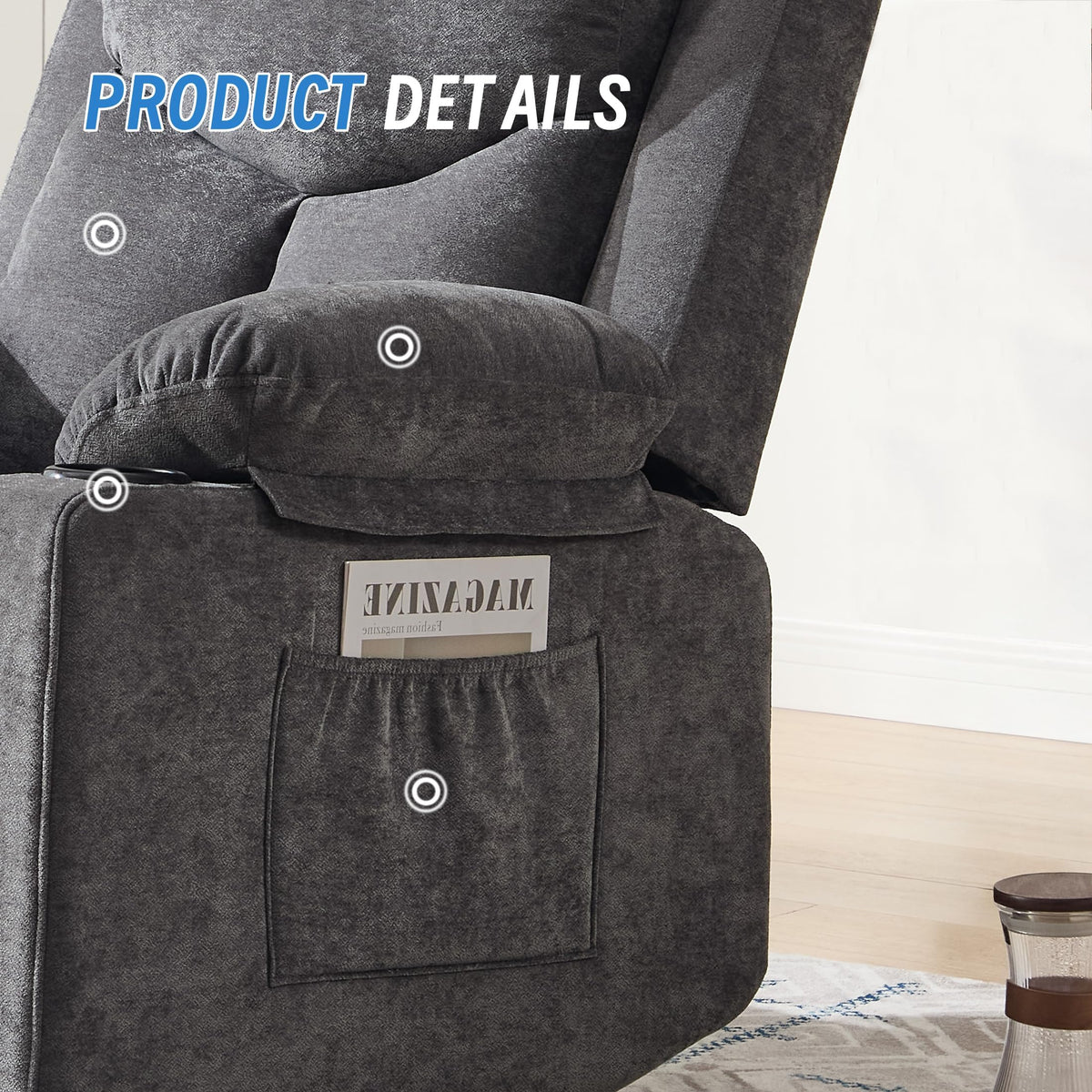 Dark Grey Rocker Massage Recliner