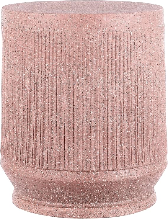 Ribbed Resin Drum Accent Table