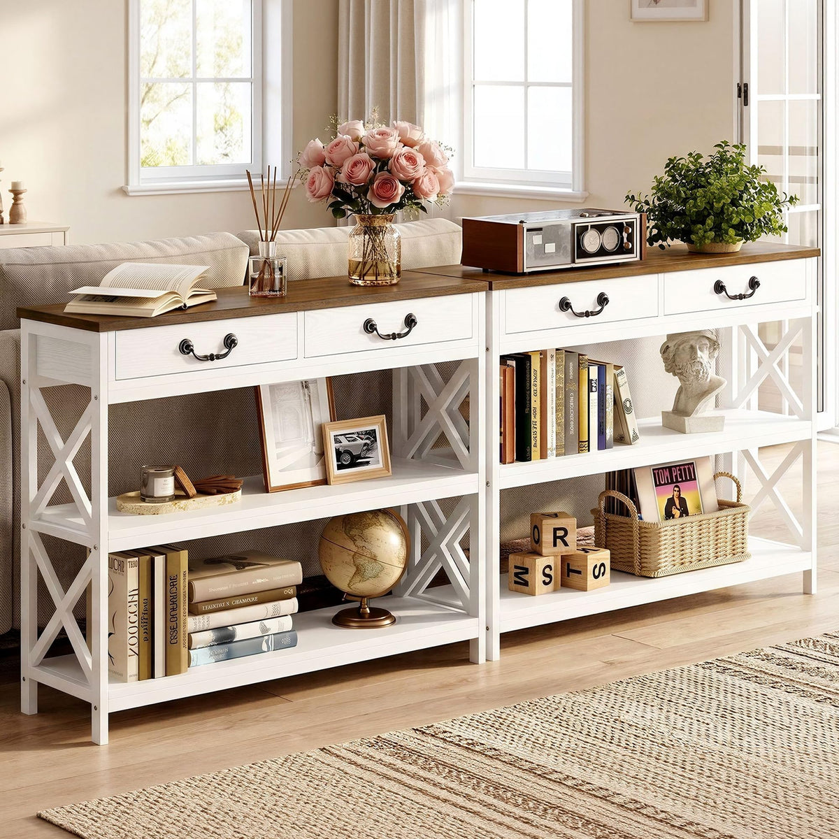Farmhouse Console Table with Drawers