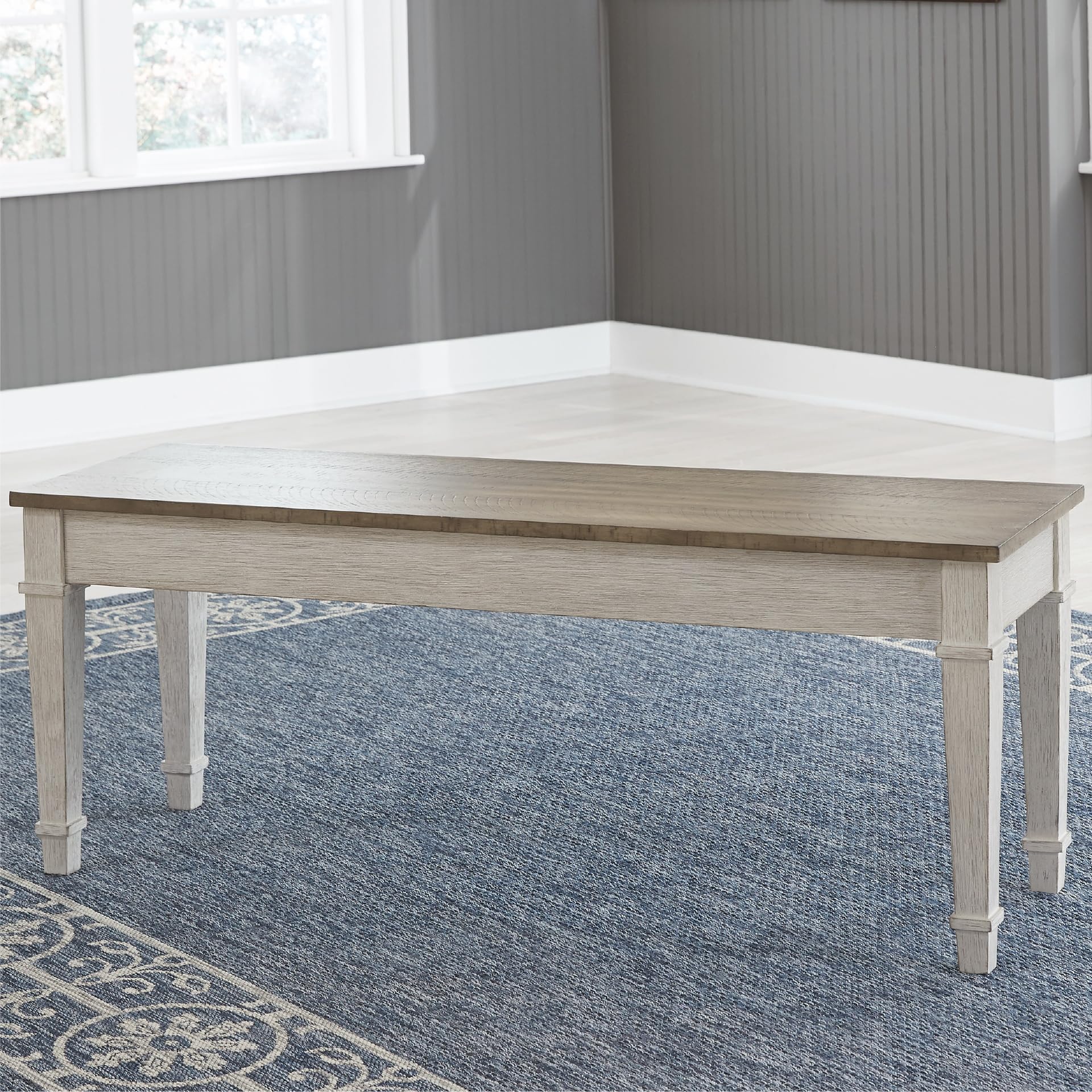 Storage Bench with Hidden Compartment, White & Light Brown