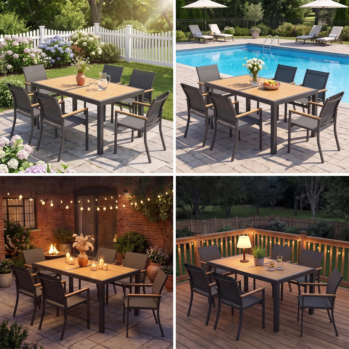 FansaFurn 7-Pieces Aluminum Patio Table and Chairs Set for All-Weather